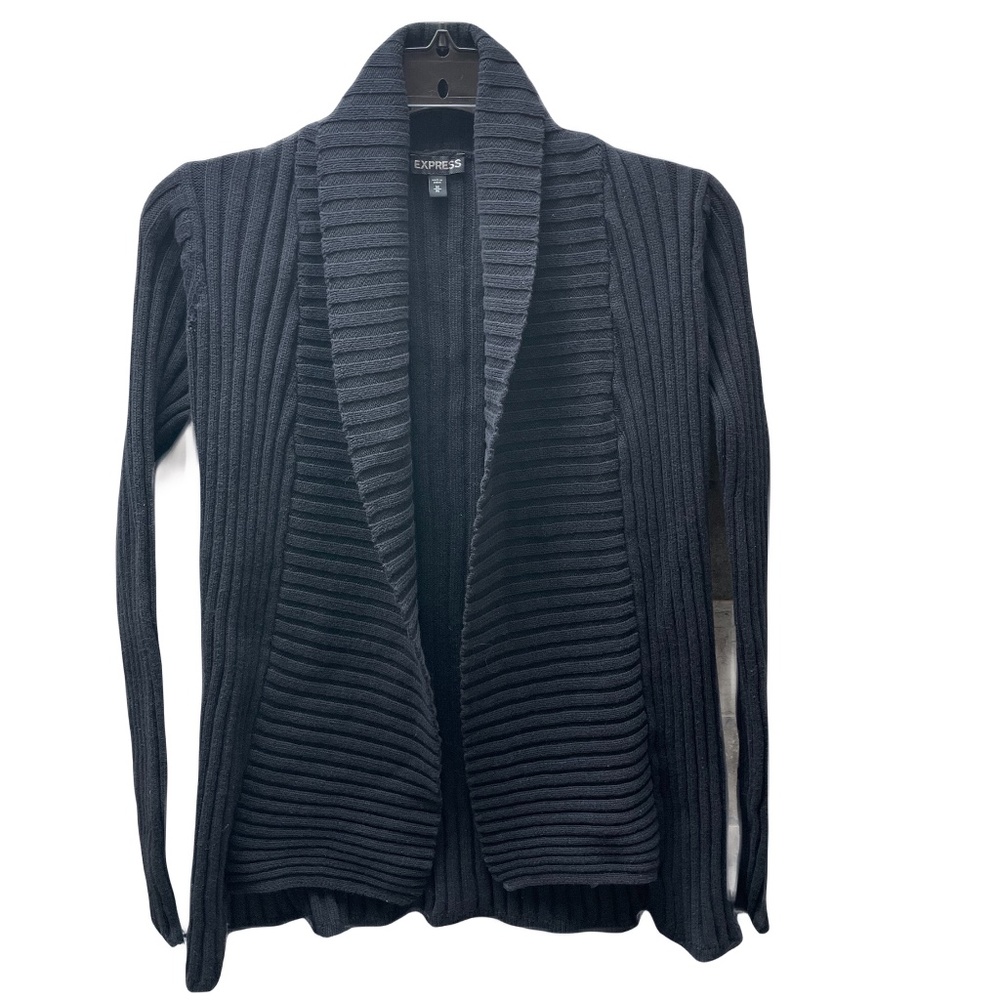 ❤️ EXPRESS BLACK RIBBED CARDIGAN SWEATER SIZE MEDIUM
